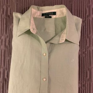 💕Ralph Lauren 100% Linen shirt👚Light Green Large